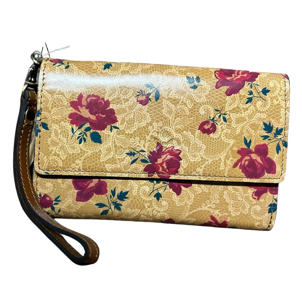 Patricia Nash Marsiliana Mirror Leather Wristlet in Western Lace Print NWT